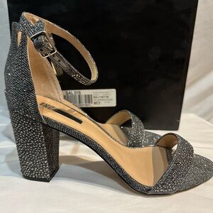 INC Elegant Women's Glitter Sandals - Black/Gray